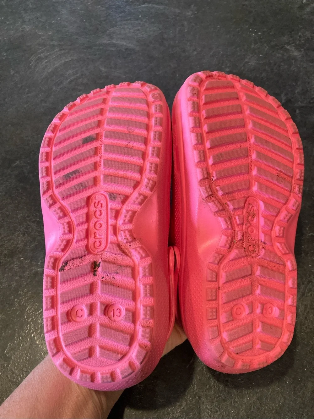Girls Crocs pink lined sandals size 13